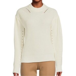 NWT Wool Blend English Factory Cream Women's Crew Neck Sweater